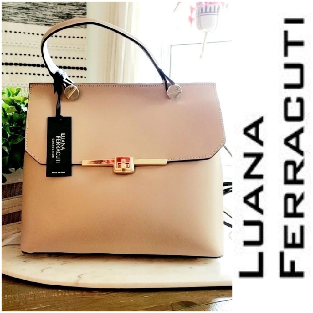 LUANA FERRACUTI 'The One Milano' Beige Large Satchel Purse Made In Italy